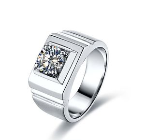 Solide Platin PT950 Herren Ring 1CT Diamant Verlobungsringe Mann D Farbe Liebe Versprechen Feines Hochzeitstag Geschenk für Mädchen