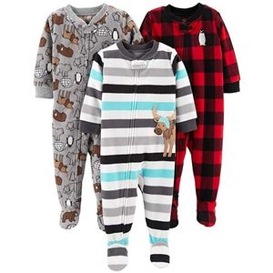 Children carte meninos e meninas lã siamesa roupa escalada com pé pijama quente bebê leotard romper saco de peido longa escalada 210309