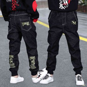 Casual Big Boys Jeans Pants Autumn Washing Black Denim Trousers Kids Cartoon Long Pant Children Clothing 4 8 12 13Years New 2020 G1220