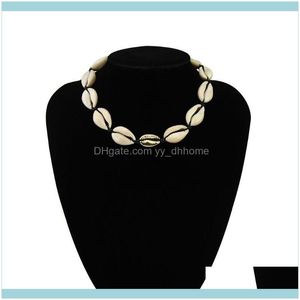 Halsband hängar juvelryfashion vit skal clavicle halsbaserade för kvinnor strand smycken halsband svart rep kedja Sne190076 kedja