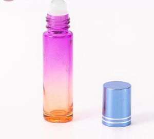 2021 NEUE 10 ml Farbverlauf Edelstahl Roller Ball Glas Flasche Tragbare Reise Behälter Nachfüllbare Leere Flasche