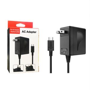 EU US Plug Ac Adapter Laddare för Nintendo Switch NS Game Console Wall Travel Hemladdning 15V 2.6A Laddning USB Typ C Strömkabel 1,5m