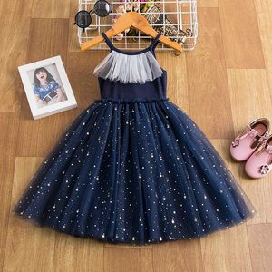 Tjejklänningar Stjärnklänning med paljetter för små flickor Fritidskläder Barnfest Prinsessdräkt Elegant sommarkläder 3-8T Vestidos