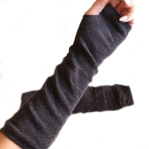 Söt tunna och långa stickade handleds ärmar läcker fingerless halvfingerhandskar strumpor för män kvinnor varma arm armbåge knäskydd