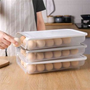 Plastic Egg Storage Box Kitchen Tools Refrigerator Outdoor Picnic 18 Grid Food Container Multifunctional Crisper 210922