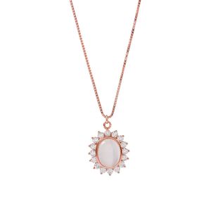 Moda Tendência Cz Colar Bohemian Rosa Opal Opal Pingente Colar Luxo Girassol Colar Presente