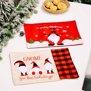 Jul Placemats Buffalo Plaid Santa Gnomes Reindeer Dining Table Mats Hem Nyår Xmas Dekoration XBJK2109