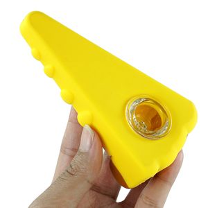 pizza hand pipe Smoker Accessories Smoking Held Mini Pipes colorful glass silicone dab rig