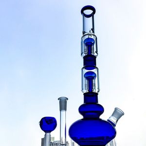 Bägare glas Bongs Hookahs Träd Percolator Vattenrör Dab Rigs Ice Pinch 4 armar med diffus nedsändskål