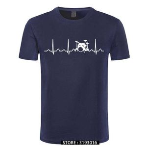 Trummor trummis hjärtslag t-shirt Casual manlig cool 3D tryckt mode japanska tees juldag camisas hembrode kläder 210629