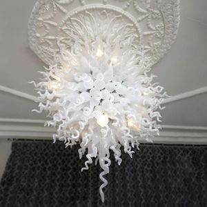 Europe Ceiling Lights Unique Style Hand Blown Glass Lighting Milk White Luxury Chandelier with Led Bulbs 110v 240v Custom