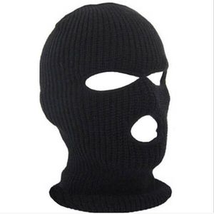 New autumn and winter warm three hole wool knitted hat men's unisex bandit outdoor cycling letter mask straight beanies