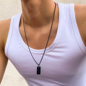 Kolye Kolye Neo Gotik Siyah Metal Zincir Kolye Erkekler Için Serin Sayfalar Geometrik erkek Aksesuarları Unisex Charm Takı Hediye