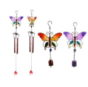 Butterfly Wind Chimes Trädgårdsdekoration Metall Vindklocka för Inomhus Utomhus Uteplats Balkong Hängen Handflåsande Hantverk Dekor Semesterpresent