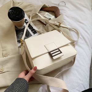 Sole by designer new PU leather women's bag version British style wide shoulder belt Single Shoulder Bag Messenger s purse