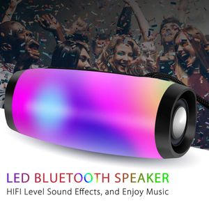 Bärbar Bluetooth-högtalare Trådlös baskolonn Vattentät Utomhus USB-högtalare Stöd Aux TF Subwoofer LED ALTAVOZ