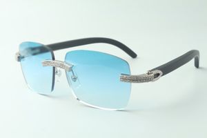 Vendita diretta occhiali da sole a doppia fila di diamanti 3524025 con aste in legno nero occhiali firmati, misura: 18-135 mm