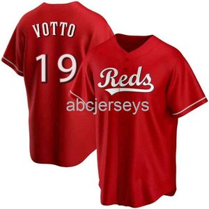 Stitched Custom Joey Votto Youth Red Ver1 AOP Baseball Jersey XS-6XL