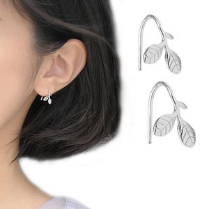 Stud Lism Real Silver 100% 925 Sterling Spring Leaf Buds For Women Ladies Girls Prezenty Pendientes Brincos