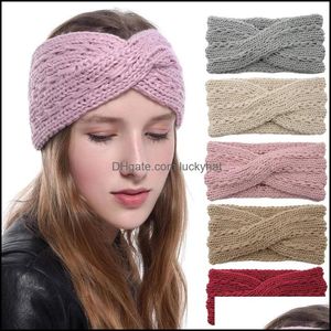 Headbands Jewelry Jewelry Warm Knit Headband Cross Turban Fashion Winter Aessories For Women Hair Band Female Headwear Drop Delivery 2021 Vd