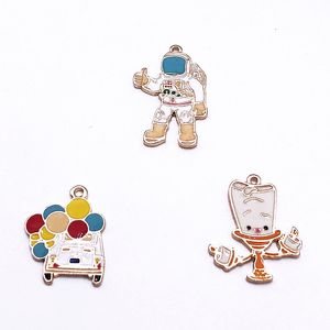 MRHUANG Oil Drop Charms 10pcs/lot Astronaut Car balloon Candle Enamel Charms Alloy Pendant fit bracelets DIY Jewelry Accessories