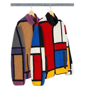 Box Kaschmir 2021 Farbe Blockieren Frauen Männer Reversible Jacke Hiphop Stil Casual Fleece Mantel Fot Winter männer Jacken