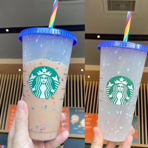 700 ml Yaz Tatil Plastik Renk Chaning Kupalar Starbucks Bardaklar Kahve Kupa Şişeleri Ile Pips Kapak Hediye Ürün