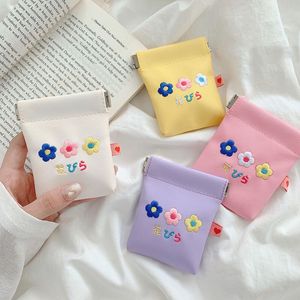 PU Flower Coin Purse Kvinnor Män Mini Plånbok Hörlurar Bag Små pengar påse Business Kreditkortshållare