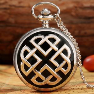 Steampunk Silver Pocket Watch Full Hunter Alloy Case Design Quartz Analog Display Clock for Men Women Necklace Chain with Arabic Number Dial