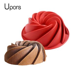 Upors Grande Forma a Spirale Stampo per Ciambella in Silicone per Uso Alimentare Pan 3d Stampo per Torta Scanalata Forma Pane da Forno Strumenti di Cottura Bakeware 211110