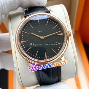 40mm Patrimony 81180/000R-9162 Miyota 8215 Automatic Mens Watch 81180 Black Dial Rose Gold Case Leather Strap Watches Timezonewatch E126B (5)