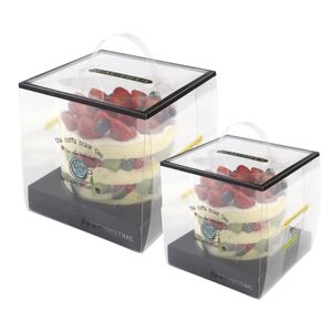 Big Transparent PET Cake Pack Box Birthday Party Baking Dessert Bakery Cookie Packaging