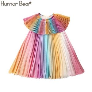 Humor Urso Verão New Girls Dress Doll Colar Gradiente Chiffon Moda Plissada Vestido Princesa Party Vestidos Baby Girls 'Roupas q0716