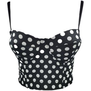 INS Punktdruck Baumwolltuch Außenbekleidung Frühling Sommer Camisole Frauen Mode sexy ärmellose Kurzbustier -Korsett Crop Tops R588 210527