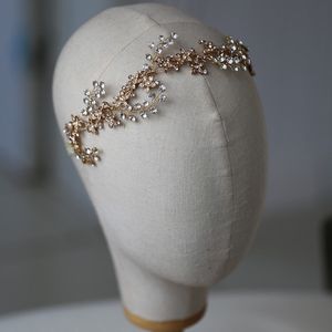 Slbridal Handmade Golden Dhinestones Kryształowy Pałąk Ślubna Bridal Vine Akcesoria do włosów Druhny Kobiety Biżuteria