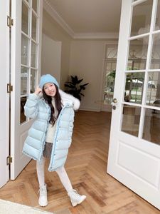 Inverno di alta qualità Lungo cappotto in fondo per la ragazza vestiti con cappuccio Parka Real Fur Giacca per bambini Bambini Snowsuit Capispalla Abbigliamento