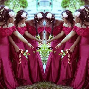 Nigerian Lace Bridesmaid Dresses Long Elegant Off The Shoulder Strapless Mermaid Wedding Party African Maid Of Honor Evening Gowns Plus Size