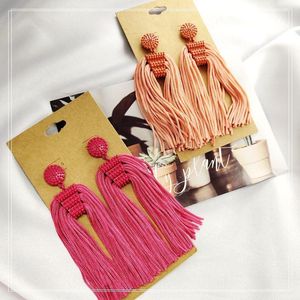 Nyaste Fashion Sweet Long Rose Red Tassel Drop Örhängen för Kvinnor Hip Hop Charmig Pink Line Fringe Earrings Smycken Party Presenter