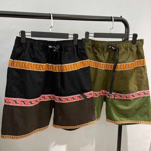 Shorts masculinos 21ss kapital vintage hirata hehong cinto cor combinando algodão solto casual elástico curto shorts