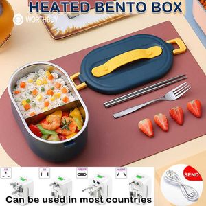WorthBuy Elektryczne Ogrzewanie Bento Box Pojemnik na żywność Ze Stali Nierdzewnej Z Obiad Naczynia Podgrzewacz Lunch Box Dla Kid School Box 210925