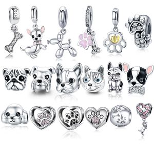 925 Sterling Silver A Dog 's Story Pudel Puppy French Buldog Koraliki Charm Fit Bisaer Charms Silver 925 Original Bransoletka Q0531