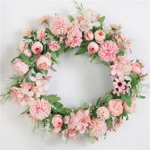 Flores decorativas grinaldas de 40 cm de grinaldora de rosa artificial lilás para dentro ou ao ar livre Festival de jardim de parede do escritório da porta da frente do casamento ou ao ar livre