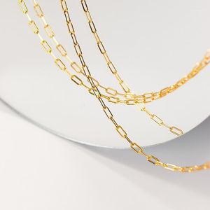 100% S925 Sterling Silver Gold Simple Single Chain Necklace Korean Cersion Short Without Pendant Clavicle Women Chains