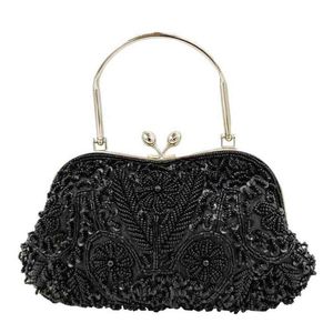 NXY Evening Bags Boutique De FGG Elegant Frame Women Formal Beaded Purses and Handbags Bridal Sequins Clutch Cocktail Party 220129