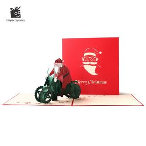 Biglietti d'auguri Natale Babbo Natale UP Biglietto 3D fatto a mano Anno di ringraziamento Inviti per feste Regali Cartolina regalo aziendale