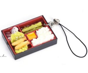 Wholesale toy lanyards for sale - Group buy Cute Simulation Sushi Key Chain Keyring Fake Japanese Food Box Lanyard Keychain Handbag Pendant Lanyard Key Ring Funny Toys FAF11148