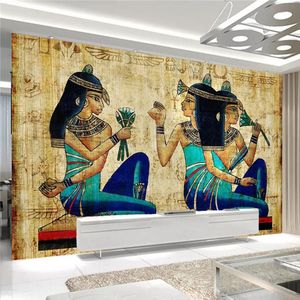 3D Wallpaper European Style Hand-painted Ancient Egyptian Figures Wall Painting Living Room TV Home Decor Murals Papel De Parede