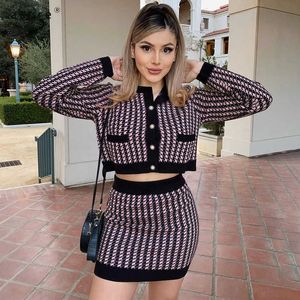 Tracksuit Women Two Piece Crop Top and Skirt Set Office Suit Kvinna Sexig Club Outfits Ladies Kläder Homewear S0c4151a 210712