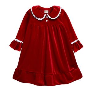 子供の冬のドレス女の子パジャマの女の子ナイトドレス長袖Pleuche子供服クリスマスドレス