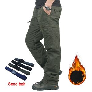 Marka Zima Podwójna Warstwa Męskie Spodnie Cargo Ciepłe Worki Spodnie Bawełniane Spodnie dla Mężczyzn Mężczyzna Wojskowy Kamuflaż Tactical 211119